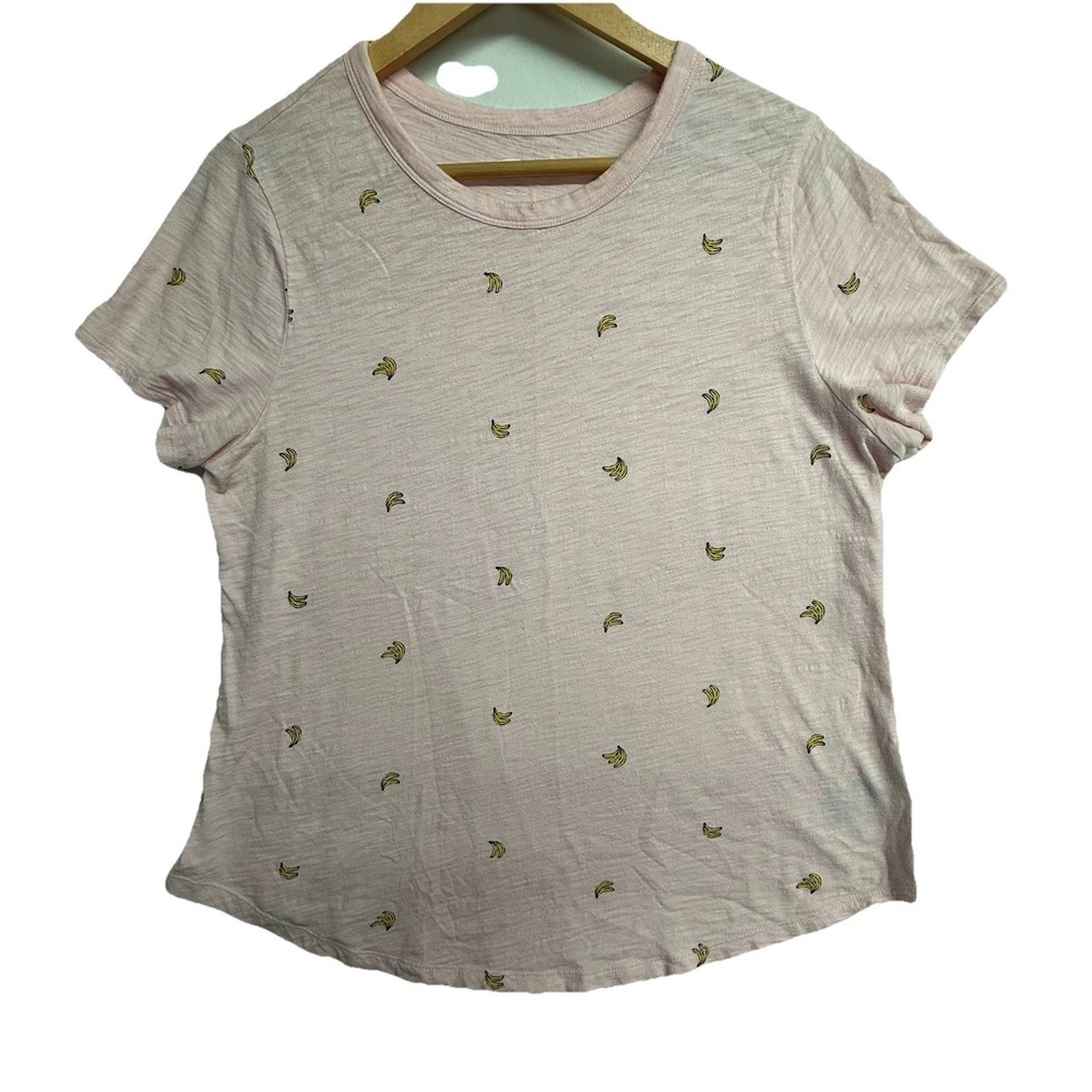 Old Navy Everywear T Shirt Size M Pink/bananas Short Sleeve